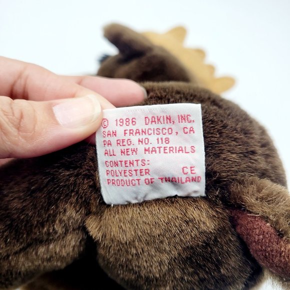 Vintage 1986 Dakin Brown Moose Stuffed Animal Plush Toy Zoo Forrest Animal 10" - Picture 7 of 7